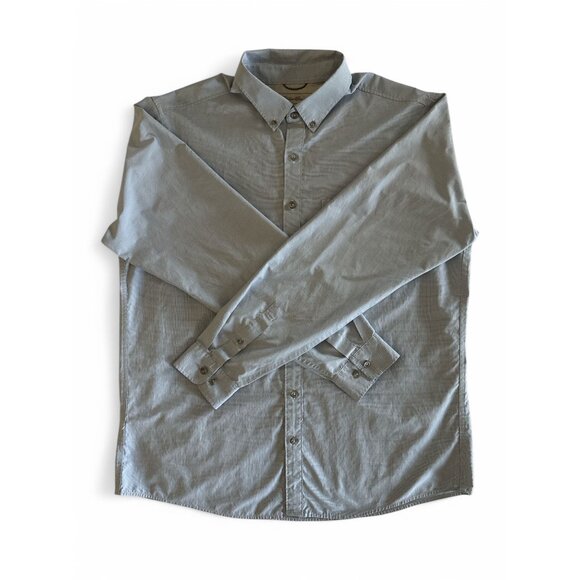 Eddie Bauer Mens Classic Button-Up Shirt TXL Microcheck Long Sleeve Blue READ - Picture 4 of 10